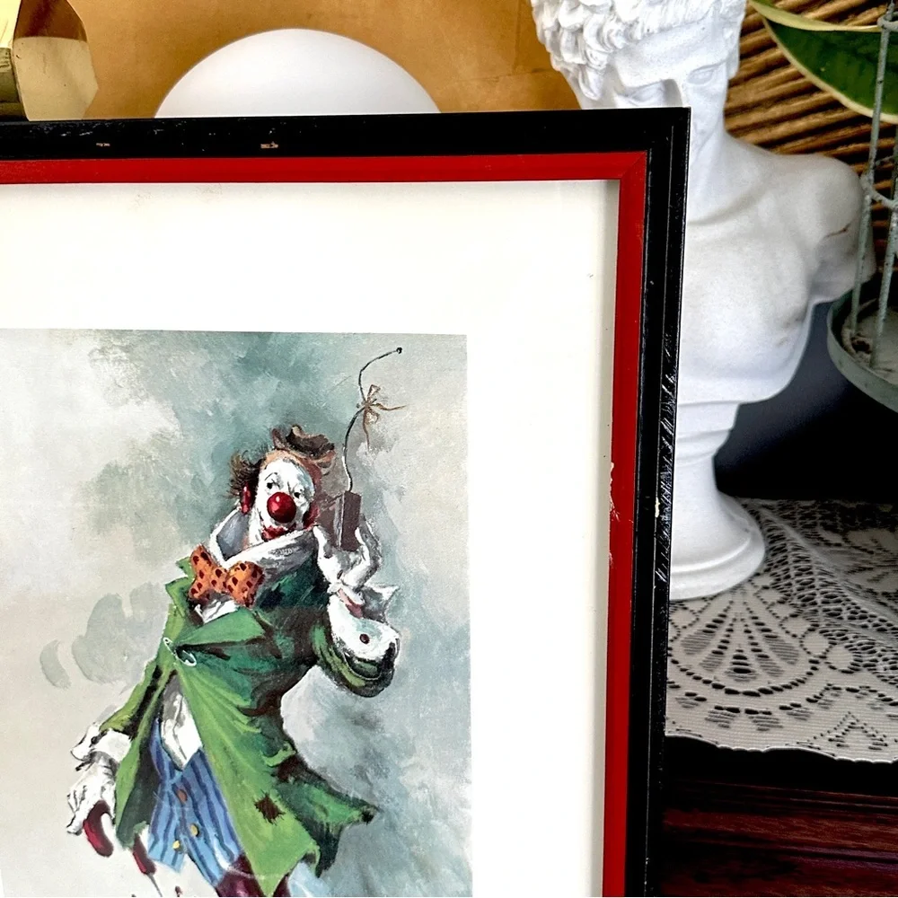 Vintage Clown Prints Kitsch Clown Wall Art Framed Antoni Mut Torraja Spanish Art